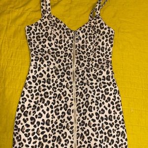 H&M Bodycon cheetah zipper mini dress